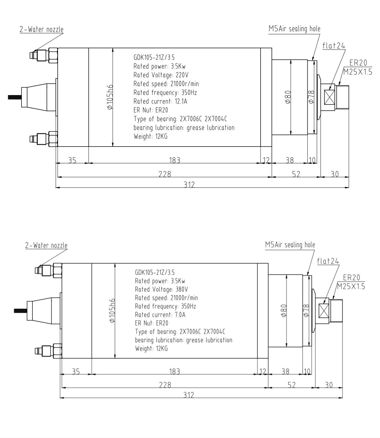 GDK105-21Z/3.5 original dimensions and specifications drawing